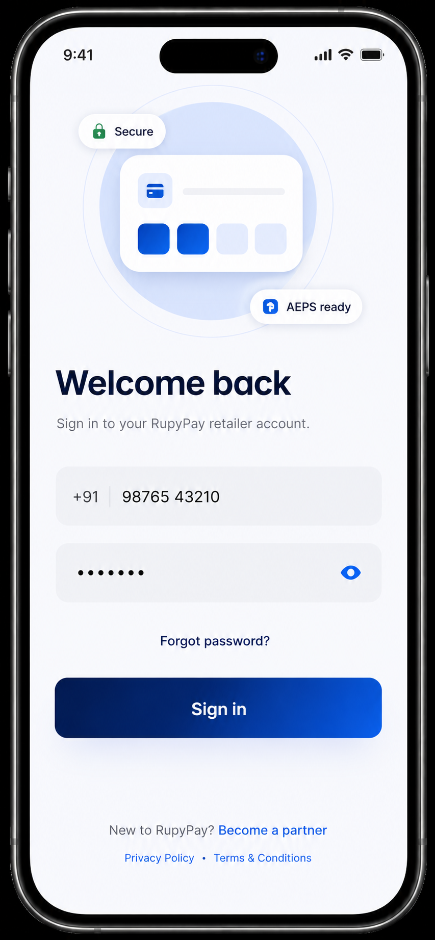 RupyPay welcome back login screen